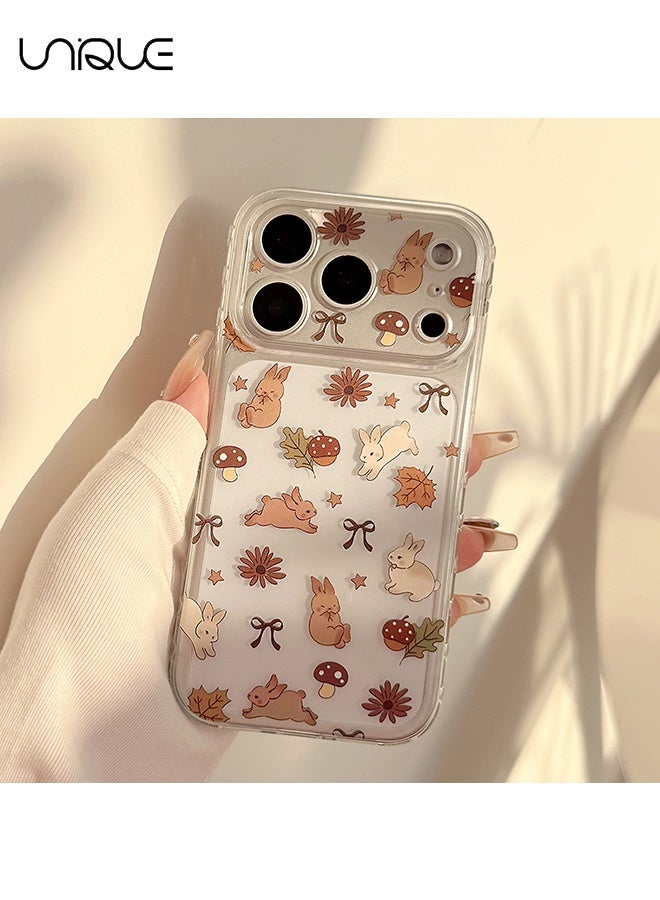 يونيك متوافق مع غطاء iPhone 17 Pro - غطاء هاتف بنمط أرنب الكستناء لفصلي الخريف والشتاء - غطاء هاتف شفاف - للنساء والفتيات، حافة TPU ناعمة مضادة للخدوش ومقاومة للصدمات، غطاء حماية كامل للكاميرا - Image 4